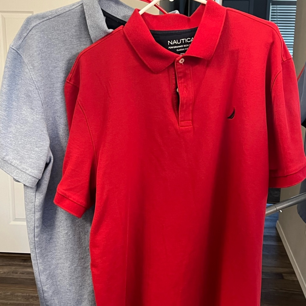 Nautica Men's Red and Blue Gray Polo Shirts